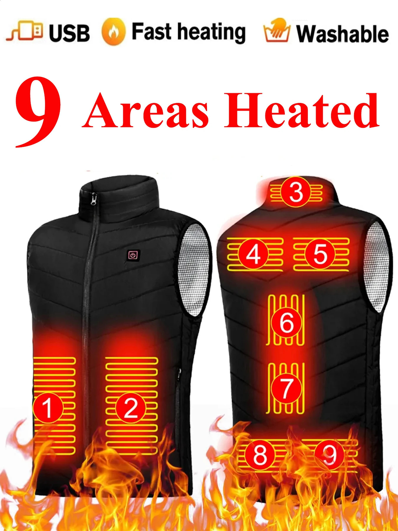 9 Heated Vest Zones Electric Heated Jackets Men Women Sportswear Heated Vest Bodywarmer Usb Inner Heat Vest Veste For Camping 250815
