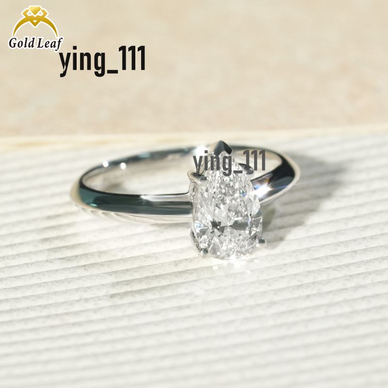 Custom 10K Gold Real Solid 1CT Pear HPHT CVD Lab Grown Diamond Rings IGI Certificate Solitaire Ring