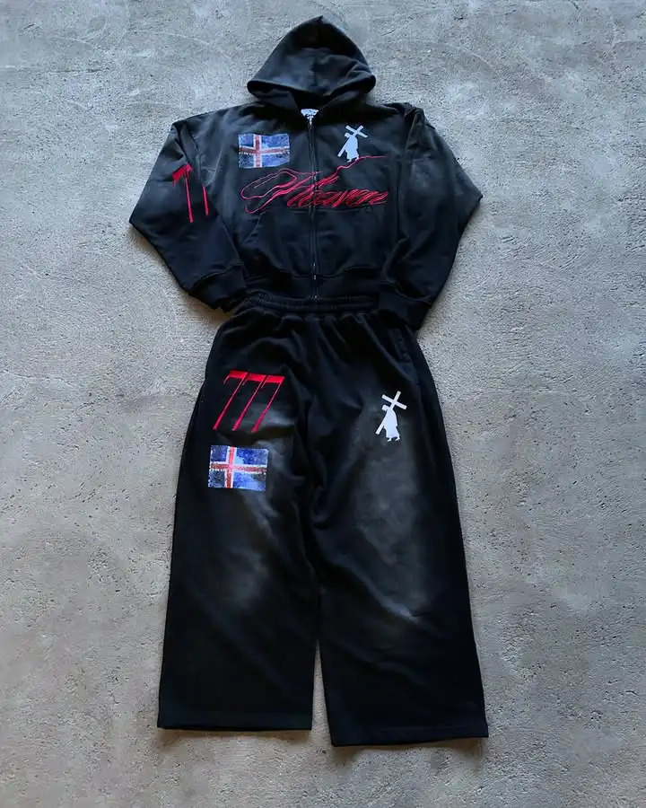 Vintage Hoodie Sweatshirt Two Piece Set Y2K Sportswear Mens Womens Hip Hop Lettering Oversized Casual Pants 250822