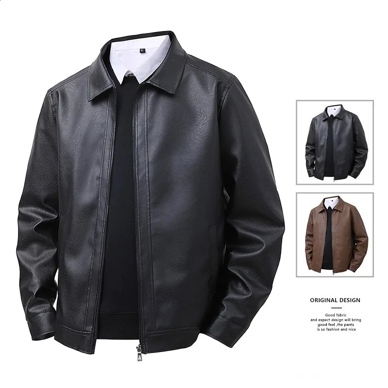2025 Leather Jacket Mens Top Windproof Casual Jacket Mens Spring Slim Fit Lapel Casual Jacket Mens Cross-border Bomber Men250822