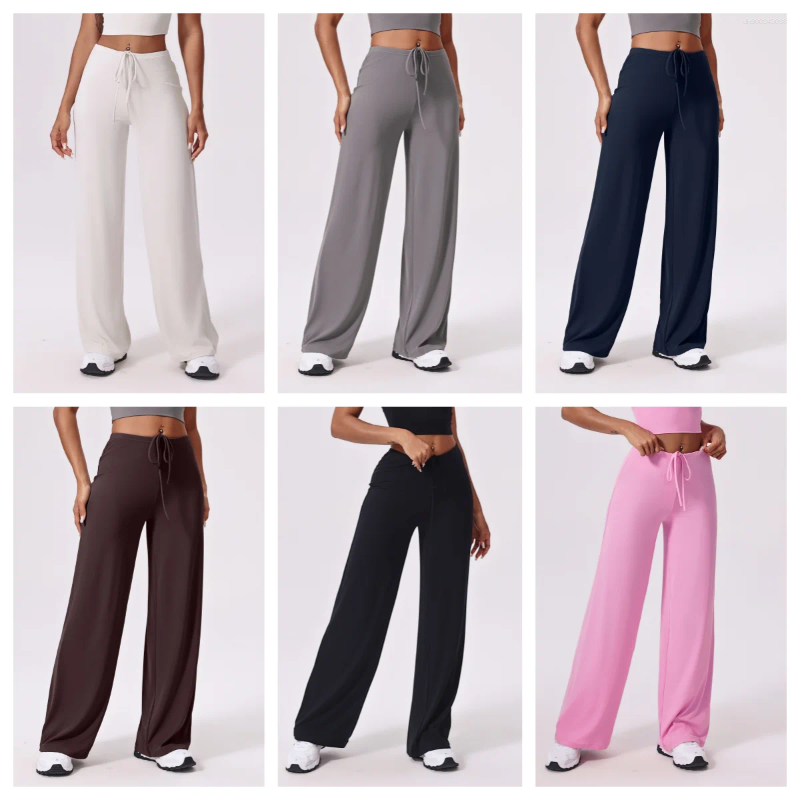 Pantalons antibactériens pour femmes, pantalons de survêtement à jambes larges, contrôle du ventre, tissu doux et fluide, Yoga/course/Fitness/Spo