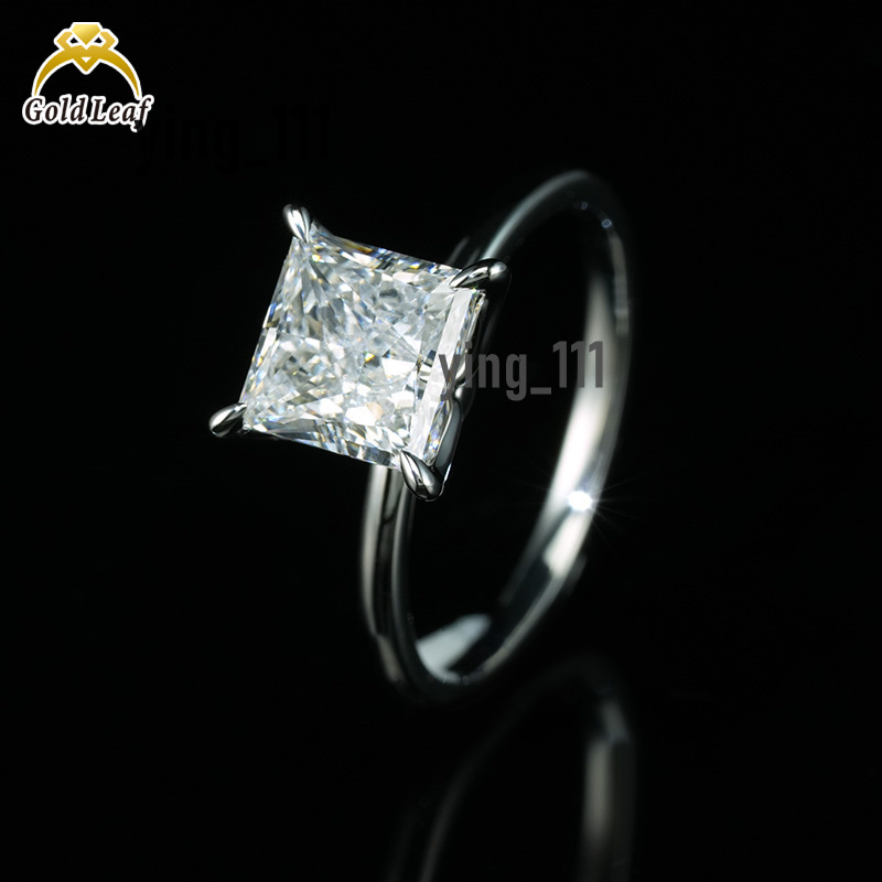 Custom Jewelry IGI Certificate 14K 18K White Gold Princess Cut Ring of Fine Lab Grown Diamond Ring
