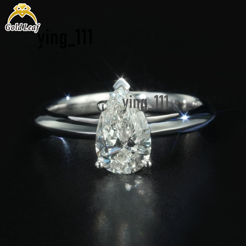 Custom 14K Gold Real Solid 1CT Pear HPHT CVD Lab Grown Diamond Rings IGI Certificate Solitaire Ring