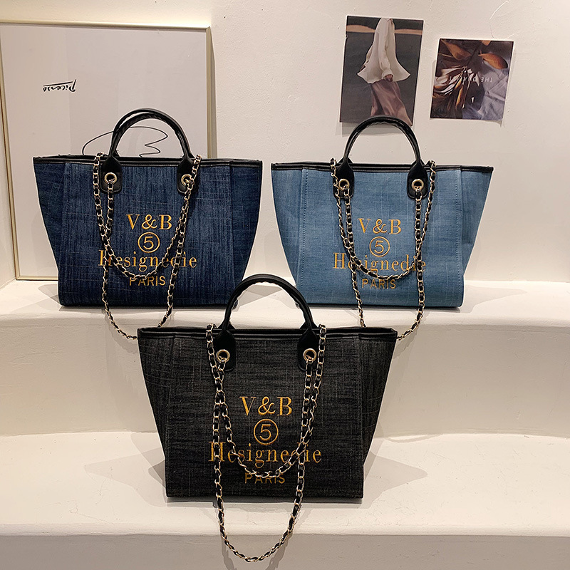 Women's Handbag 2025 New European And American Large Bag Luxury Bag Designer Free Shipping Shoulder Bag Large Capacity Handbag Embroidery Threa
