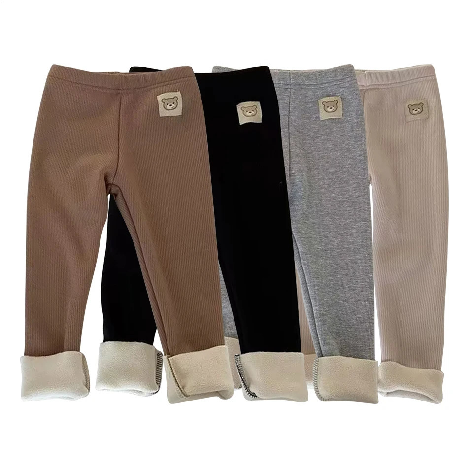 Arrival Unisex Kids Plush Warmth Bottoms with Cartoon Patterns Ideal for Autumn and Winter Outdoor Activities Kids Pants250821