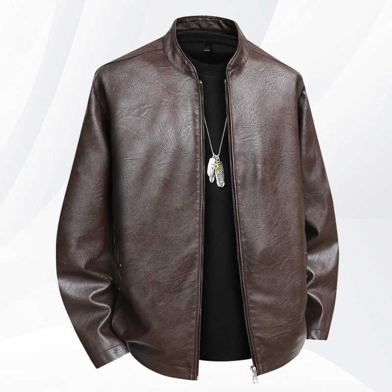 Mens Lapel PU Leather Jacket Autumn Oversized Slim Motorcycle Riding Suit Winter Windbreaker PU Leather Waterproof Work Clothes X250822