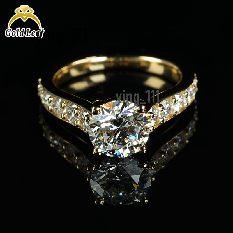 Classic 10K 18K Yellow Gold Lab Grown Diamond Pave Band Ring 1CT-3CT Engagement Wedding Gift for Party