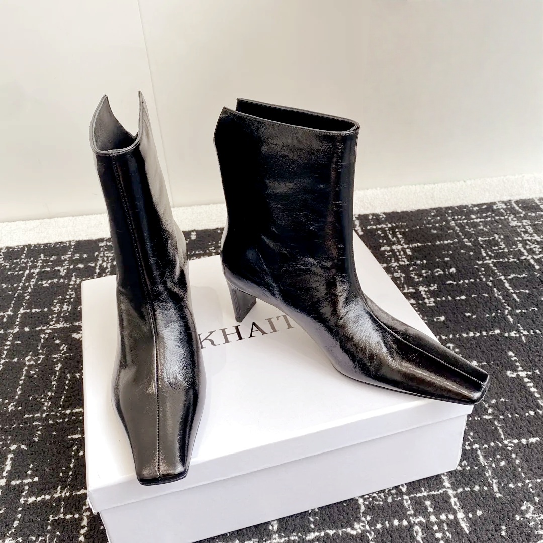Fashion khaite Ankle Female Boots Designer Boots Women's low heel suede boots Genuine Leather heel boots Square Toe Pointed Kitten boots Knight