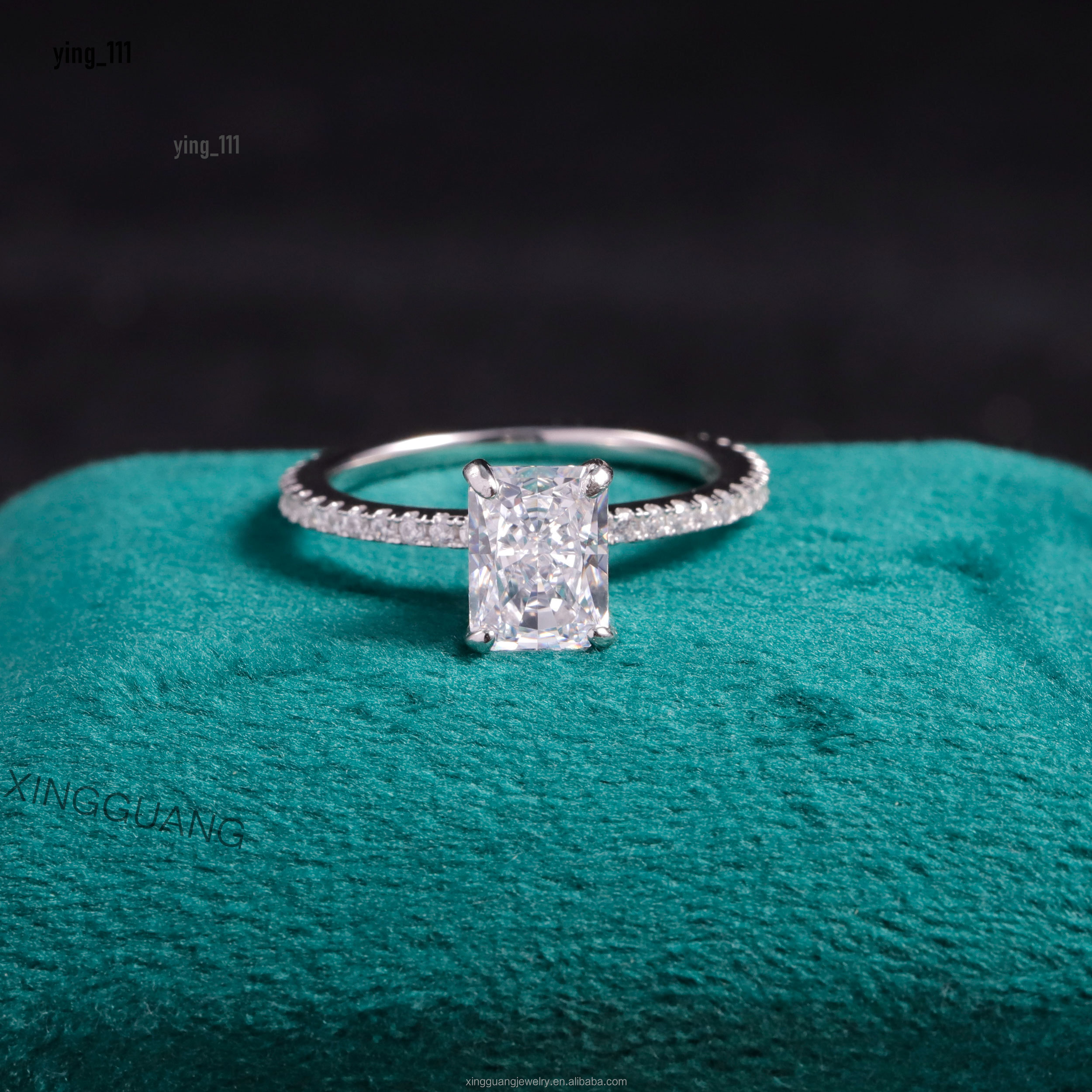 Custom 2ct Radiant Crushed Ice Cut 14k White Soild Gold VVS Moissanite Fine Jewelry Mossanite Ring for Women
