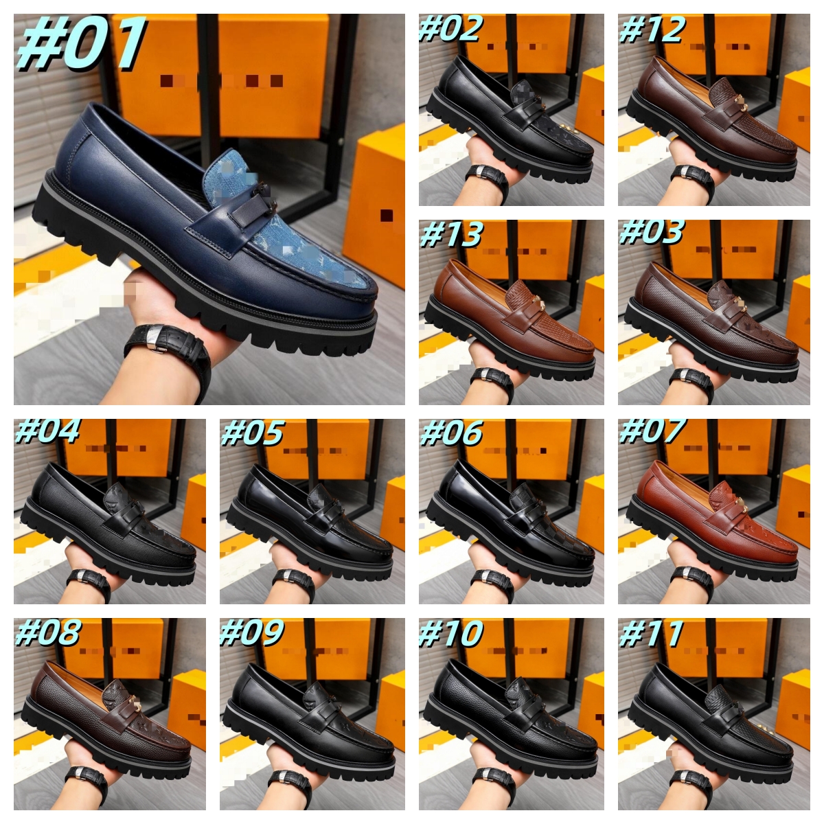 2026 Designers mocassins homme chaussures de soirée luxe cuir vachette confortable boucle métal Banquet mode élégante Interlocking Horsebit taill