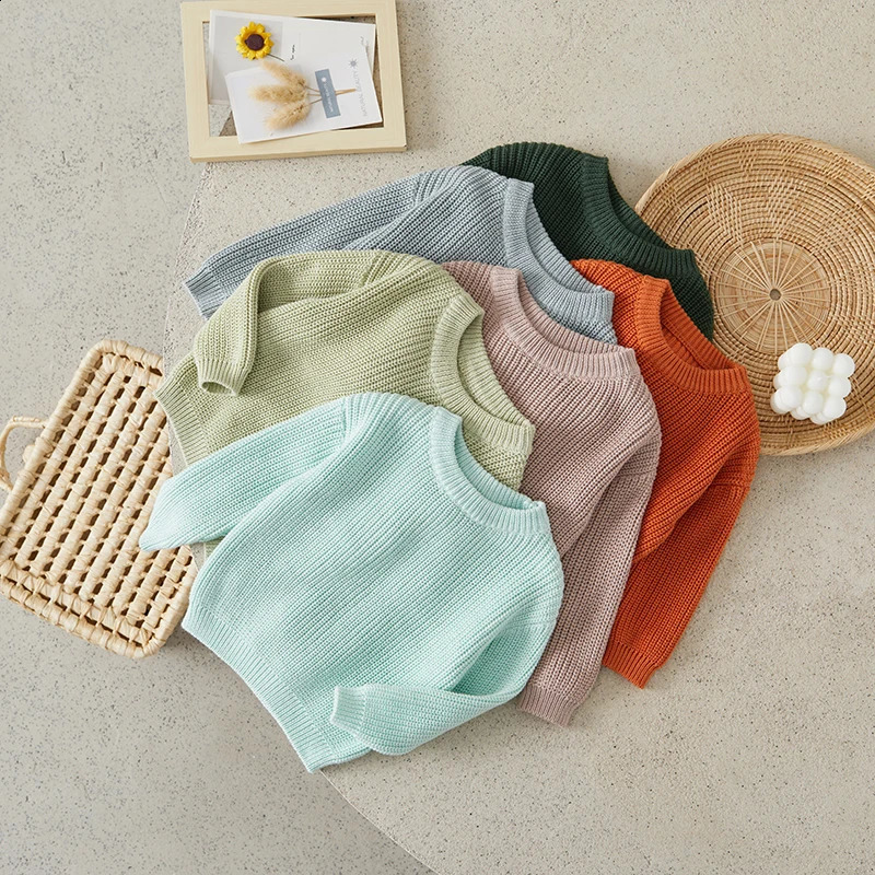 SUEFUNSKRY Born bébé fille garçon tricoté à manches longues Pull d'hiver d'hiver Pullor solide Tops décontractés Vêtements pour enfants 0-5y25082
