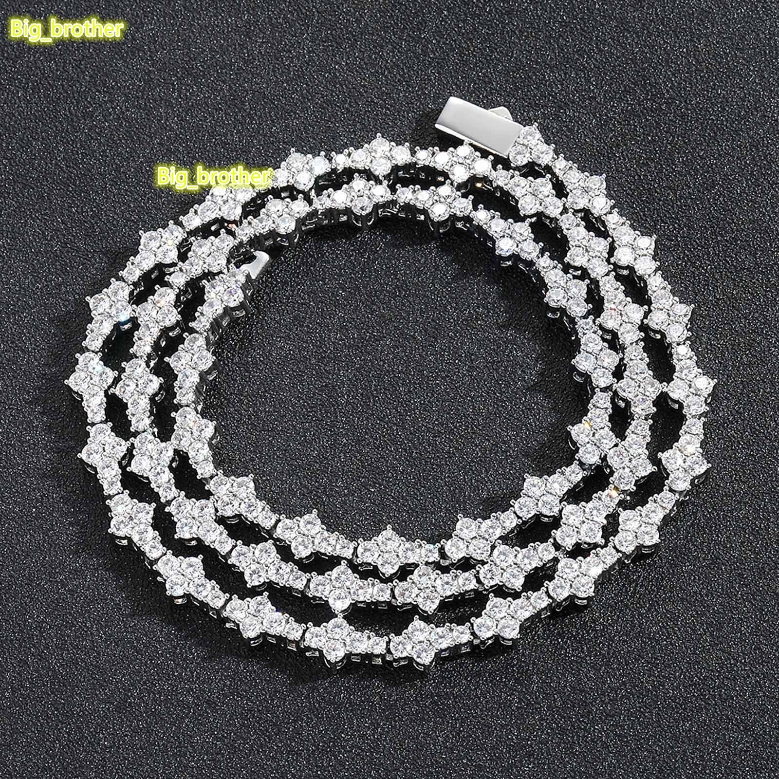 New Fashion Silver Gold Iced Out Cross Tennis Chain Custom Length Necklace Chain Choker Hip Hop Tennis Chain Custom Jewelry Gift