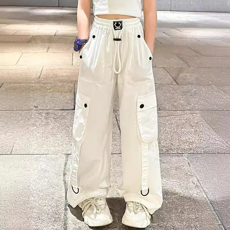 Stylish Loose-fit Womens Cargo Pants For Kids Summer 2024 Arrival Hip Hop Street Dance Trousers Bell Bottoms For Children250821