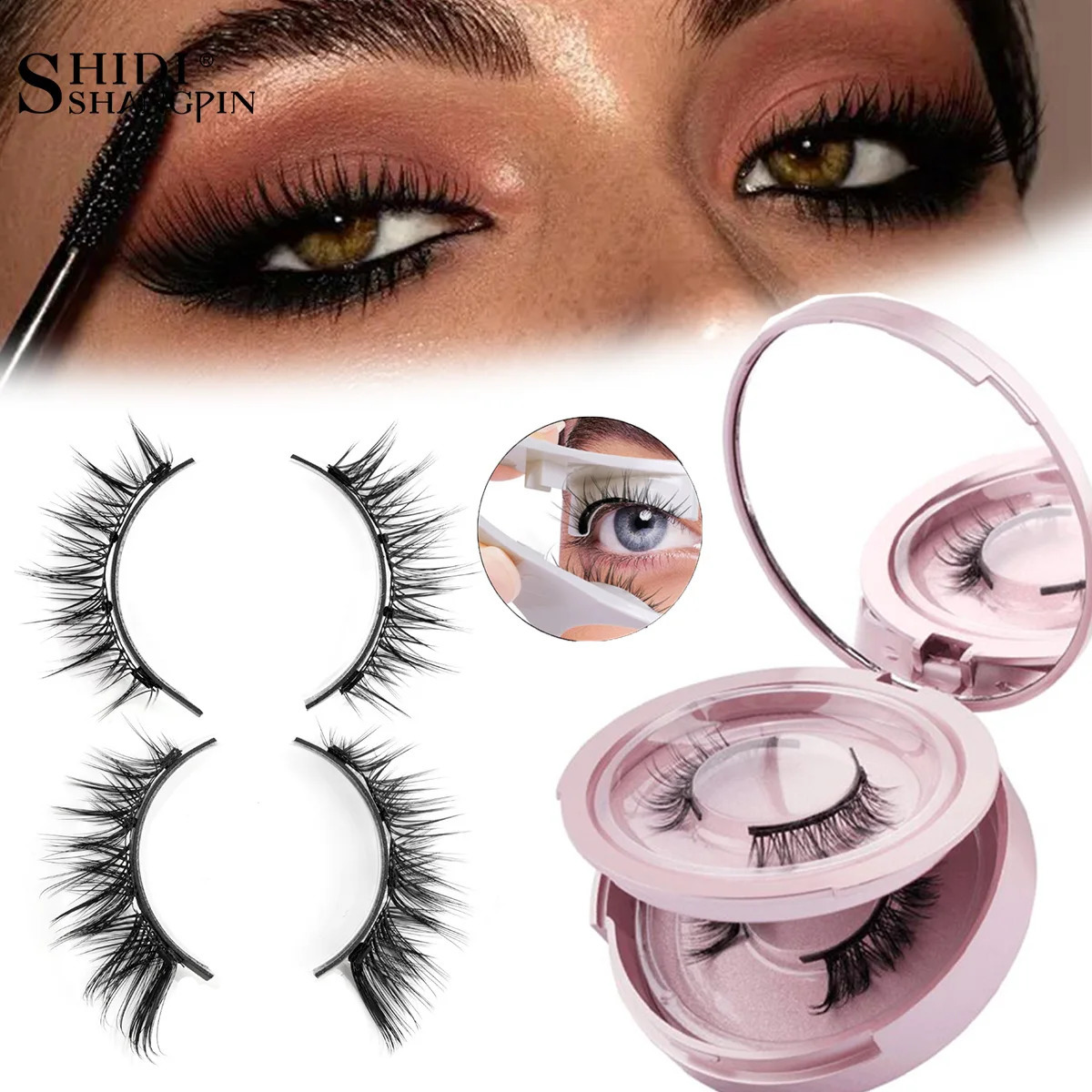 2/1 pair Reusable Magnetic Eyelashes Natural Curler Eyelash Extension Tweezers Set Easy to use Glue Free False 3D Mink Eyelashes 250819