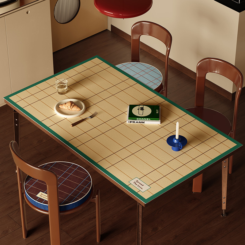 Dining table mat leather table cloth no-wash wipe clean table mat-image-1072124379