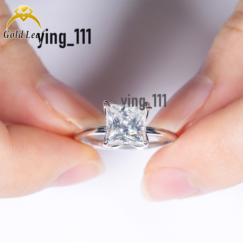 2CT GIA IGI Certified Cvd HPHT Lab Grown Created Diamond Platinum Solid Gold Rings Princess Cut Engagement Ring Jewelry Women