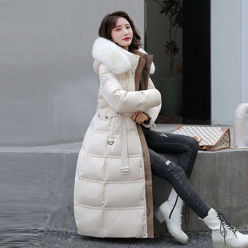 New Winter Women's Padded Jackets Mid-length Fashionable Hooded Large Fur Collar Loose Thick Down Cotton Outerwear Ladies
