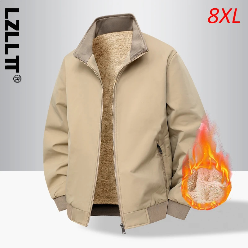 Winter Men Fleece Casual Business Jacket Man Formal Outdoor Thick Jackets Multi Pocket Work Outwear Parka Windbreaker 250822