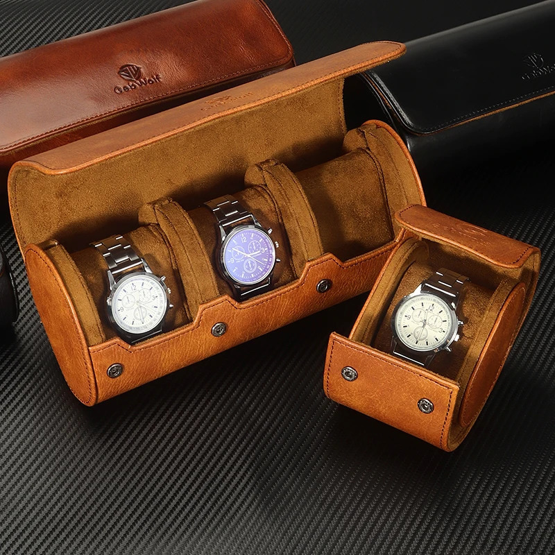 3 emplacements Roll Travel Board Portable Vintage PU Leather Watch Organisateur Afficher la boîte de rangement pour cadeau 250818