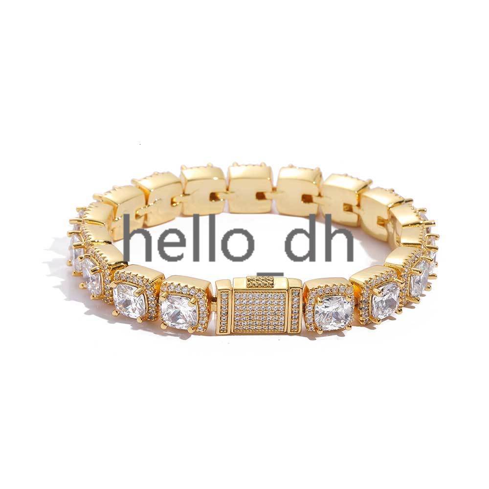 Hip Hop Jewelry Square Rock Sugar Chain moissanite Bracelet 18K Gold Plated Box Buckle Cluster Iced Out Tennis Chain Bracelet