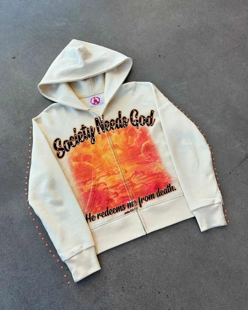 Y2k Fashion Trendy Animation Print Zipper Hoodie Men High Street Retro Casual Harajuku Hip Hop Oversized Sweatshirt Women 250818