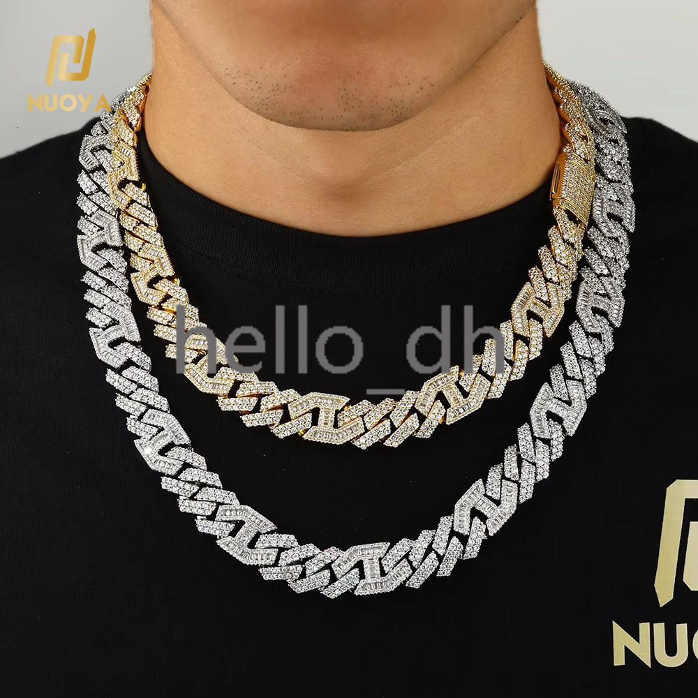 Iced Out Jewelry Bling Diamond Cuban Necklace for Women Micro Pave baguette moissanite Link Chain Hip Hop Cuban Necklace