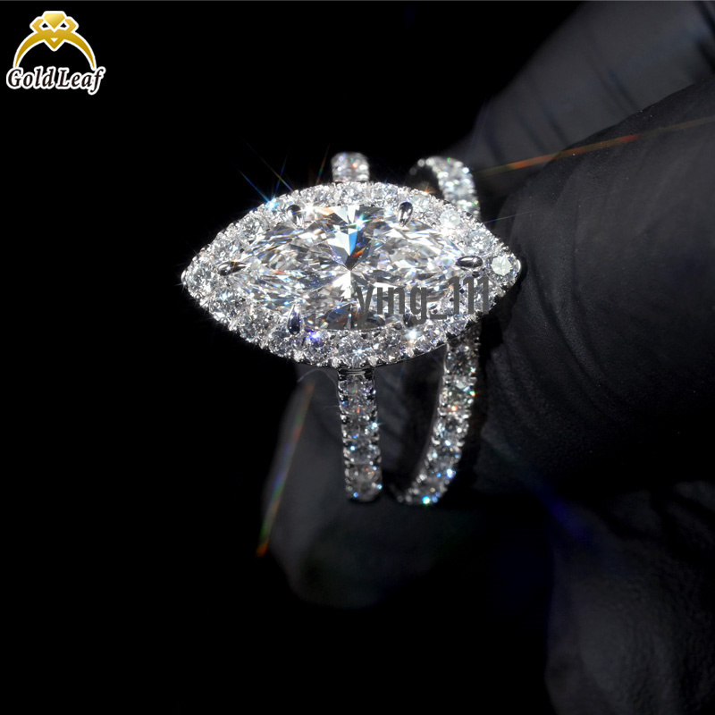 Bijoux Certification IGI 10k 18k Ring de coupe marquise en or blanc 1ct 2ct d Vvs de la bague en diamant de mariage