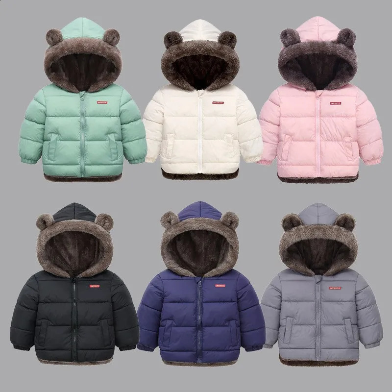 Cashmere Children Coat 2025 Autumn Winter Thicken Jacket Boys Girls Solid Color Hooded Jackets Kids Parka Outerwear 2-6 Years250821