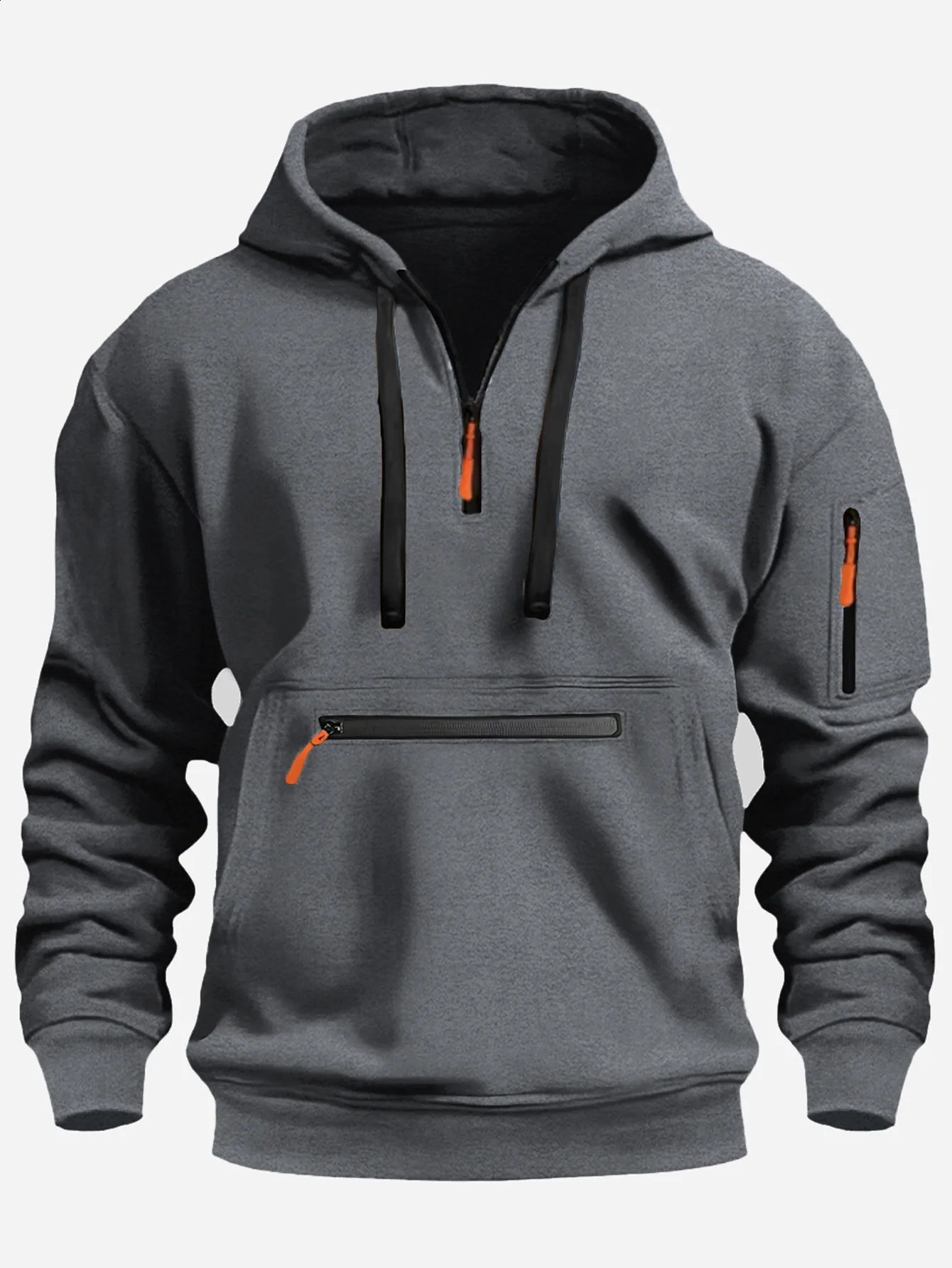 2025 Multi Pocket Zipper Fleece Hooded Casual Shirt for Men and Women Plus Size Loose Pullover Fashion Sweatshirt top S-XXXL250821