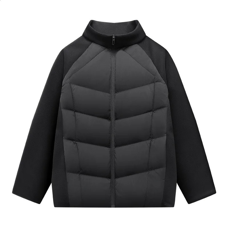 Hommes de canard blanc de la veste en hiver épissant décontracté collier de support en tricot veste coton veste chaude et étanche au vent 250822