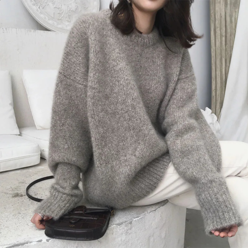 Sweater Woman autumn/winter Pullovers Korean Style Solid Color Lantern Sleeve Loose womans Sweater Drop RZ407 250818