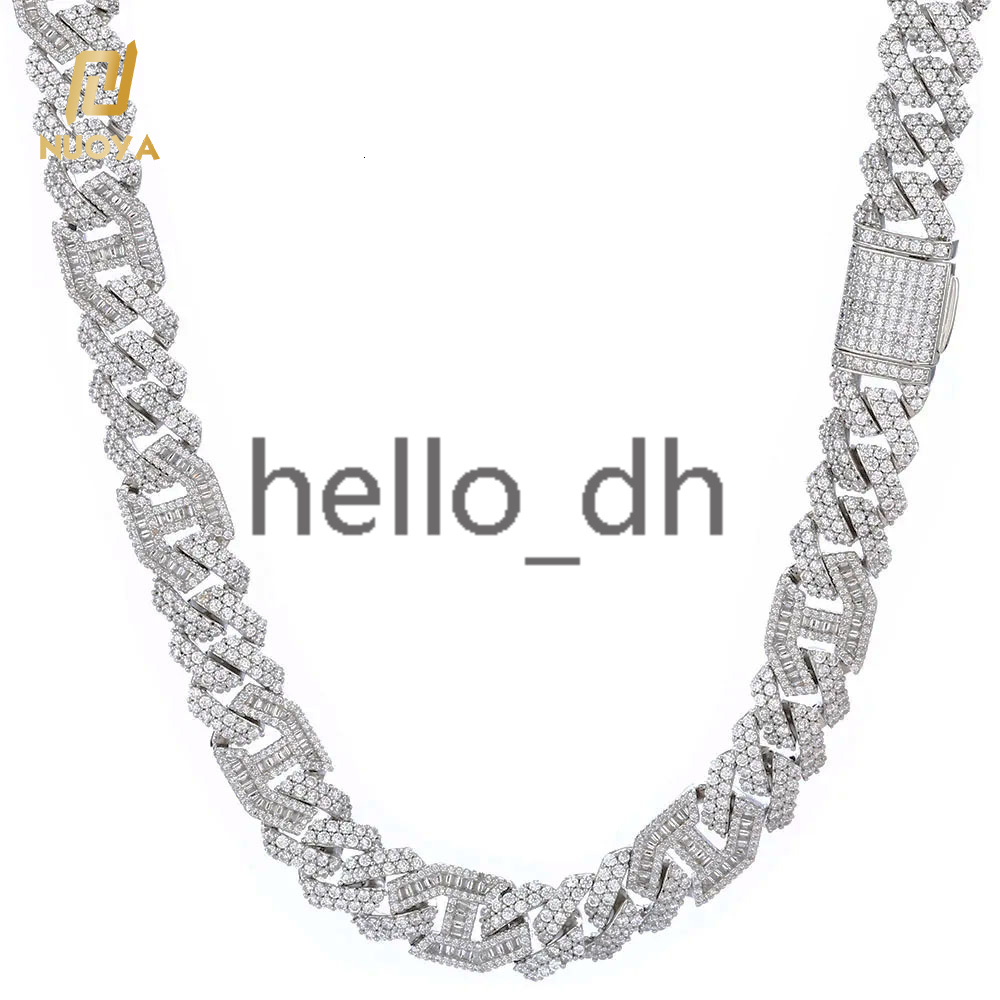 Fashion Shiny moissanite Cuban Necklace for Women Silver Plated with moissanite moissaniteia Iced Out Cuban Chain Necklace