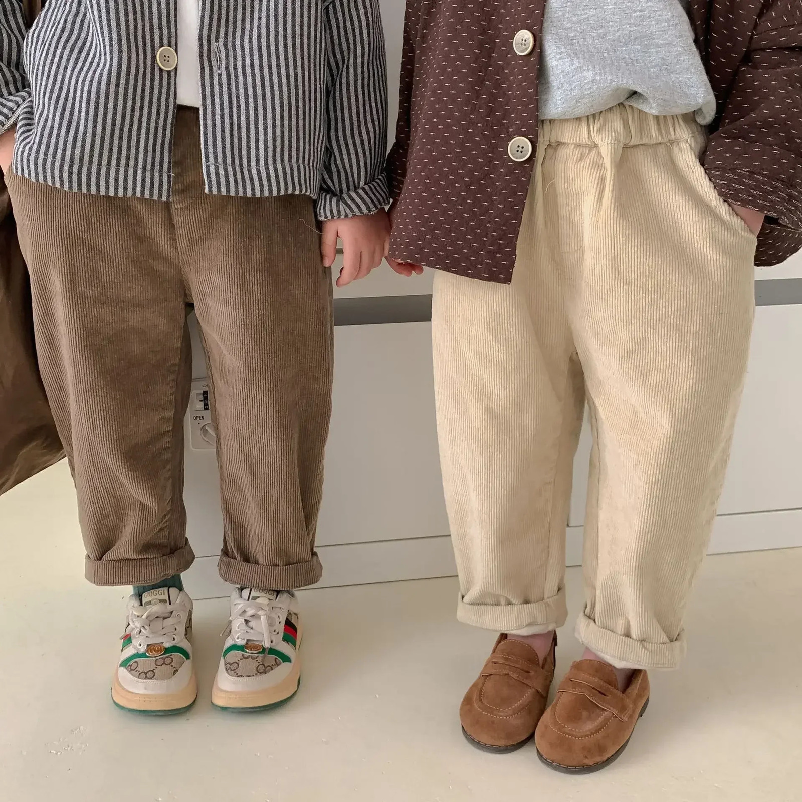 9990C-1 Korean Boys Corduroy Pants Autumn Winter Girl Casual Pants Long Pants 1-7Year Kids Pants Trousers250821