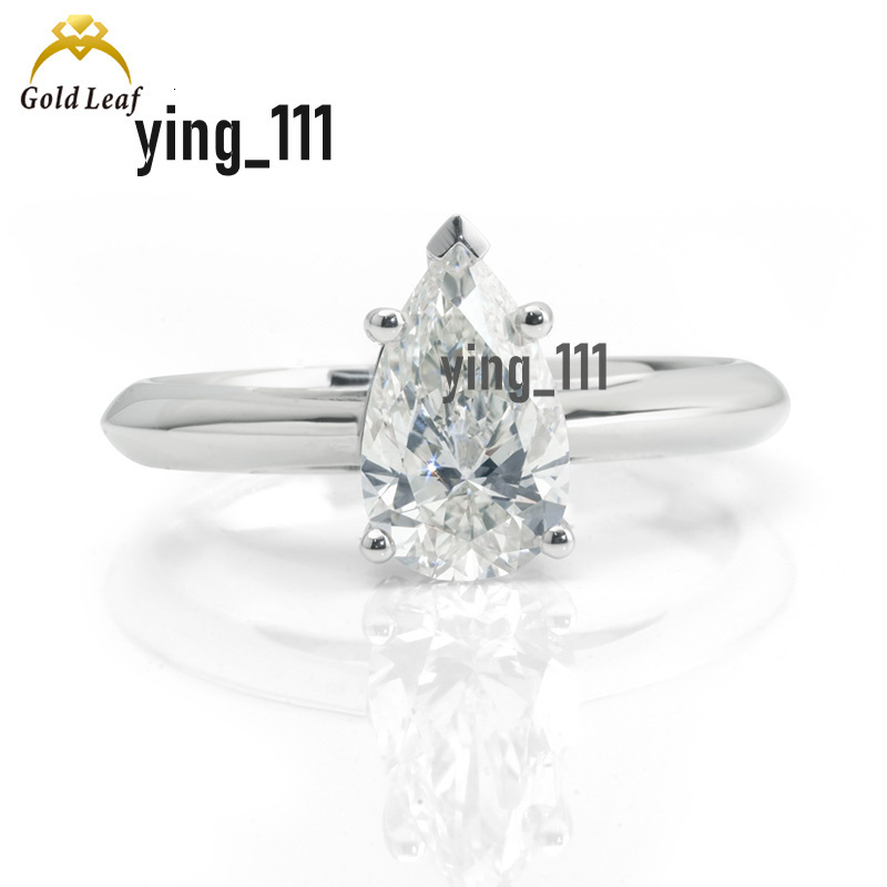 Custom 18K Gold Real Solid 1CT Pear HPHT CVD Lab Grown Diamond Rings IGI Certificate Solitaire Ring
