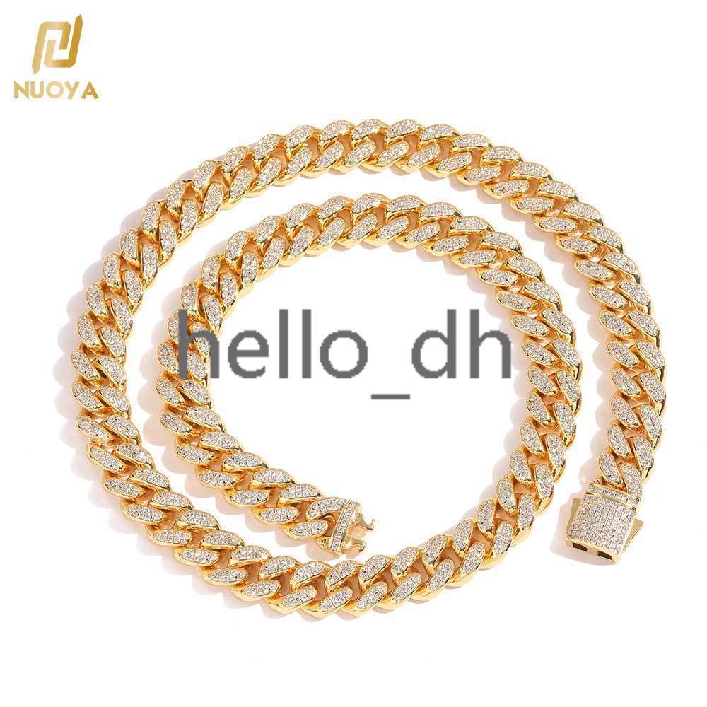 Hip Hop Jewelry 12mm Diamond Iced Out Cuban Link Chain moissanite Stone Gold Plated Cuban Chain Necklace