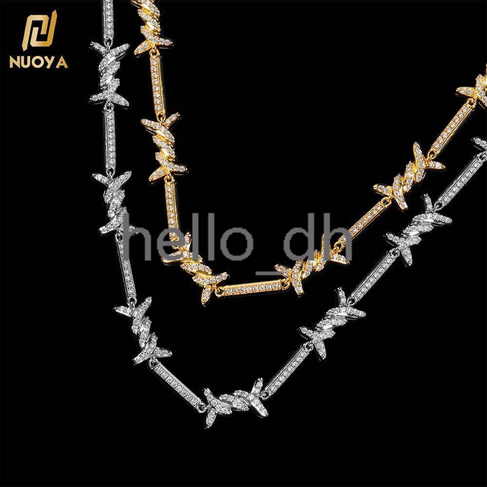 Fashion Jewelry Wholesale Women Bling moissanite moissanite Thorn Chain Necklace Gold Silver Plated Hip Hop Iced Out Diamond Choker