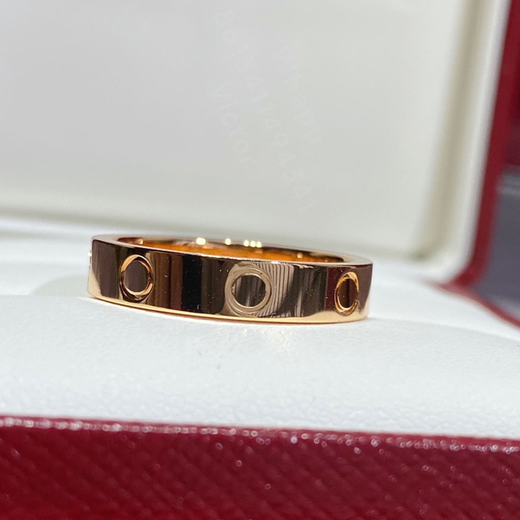 ADITA 3.6mm L0VE ring V gold material will narrow ring without diamonds With counter box couple rings exquisite gift