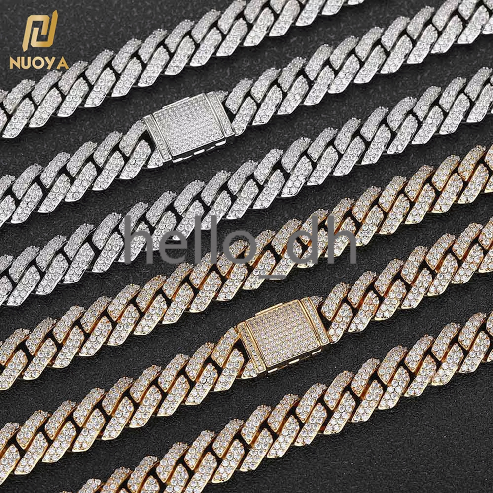 10mm Luxury Iced Out moissanite Diamond Cuban Link Chain 18K Gold Miami Cuban Link Chain Necklace Men Hip Hop Jewelry