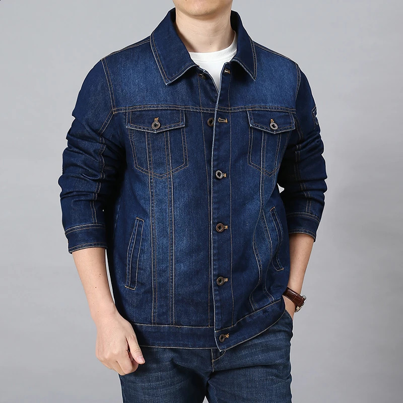 High-quality Mens Denim Jacket Fashion Hole Casual Cotton Button Stretch Street Personality Denim Jacket plus size 6XL 250818