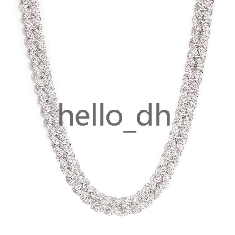 Hip Hop Jewelry 8mm Iced Out Two Row Diamond Cuban Link Prong Chain Necklace Gold Silver Plated Cuban Chain Necklace