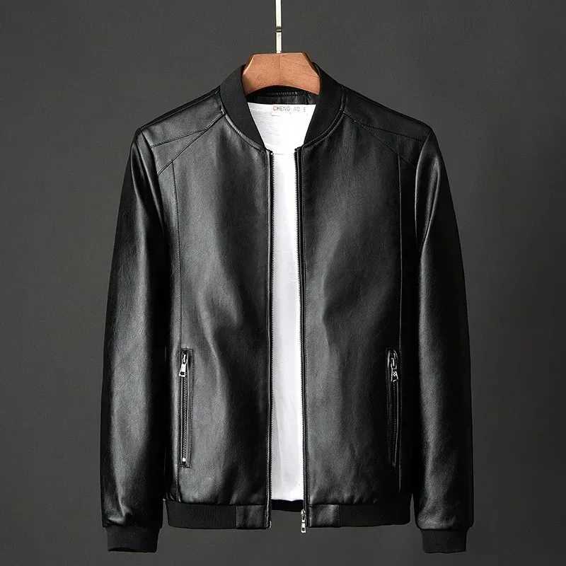 Hommes Black Biker Pu En cuir manteau homme pu en cuir veste décontractée fit mince veste de baseball grande taille m-8xl manteau de fourrure hom