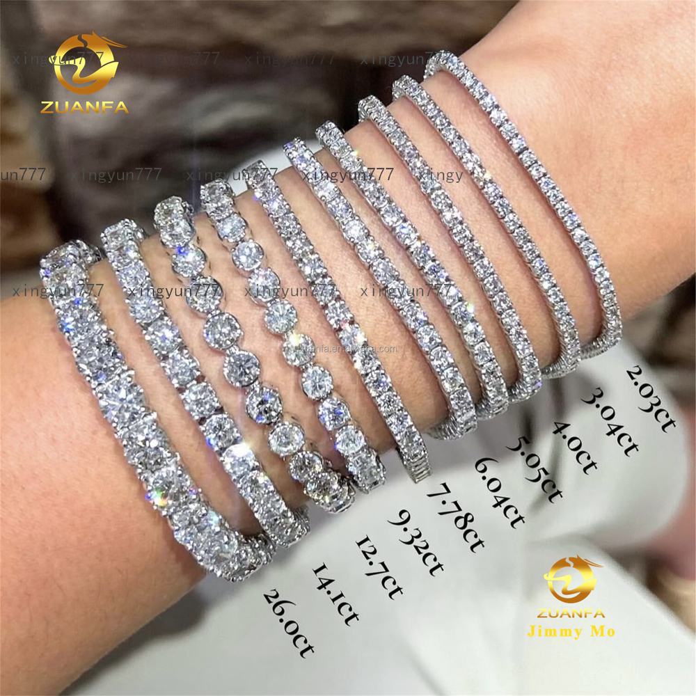 Customized Classic Style 10k Real Gold 6mm 3mm 4mm 5mm Luxury Hip Hop Jewelry D Color Lab Grown Diamond Tennis Chain Bracelets