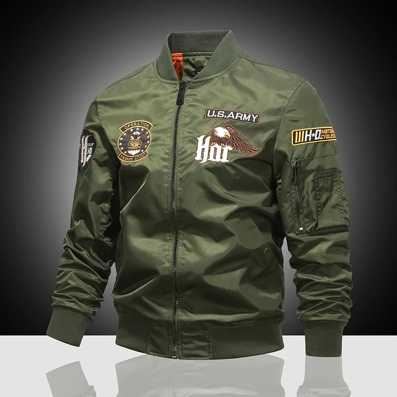 2024 Spring MA1 Pilot Jacket Mens Spring and Autumn Fashion Eagle Embroidered Baseball Suit Large Workwear Coat Fashion 250818