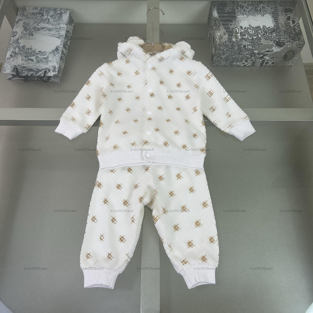 New newborn jumpsuits symmetrical pattern print infant bodysuit designer baby clothes Long sleeved toddler jacket and pants A371X11N090
