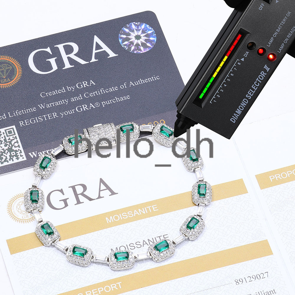 7mm 925 Sterling Silver Bracelet VVS Moissanite Bracelet for Women Fine Chain Link Jewelry