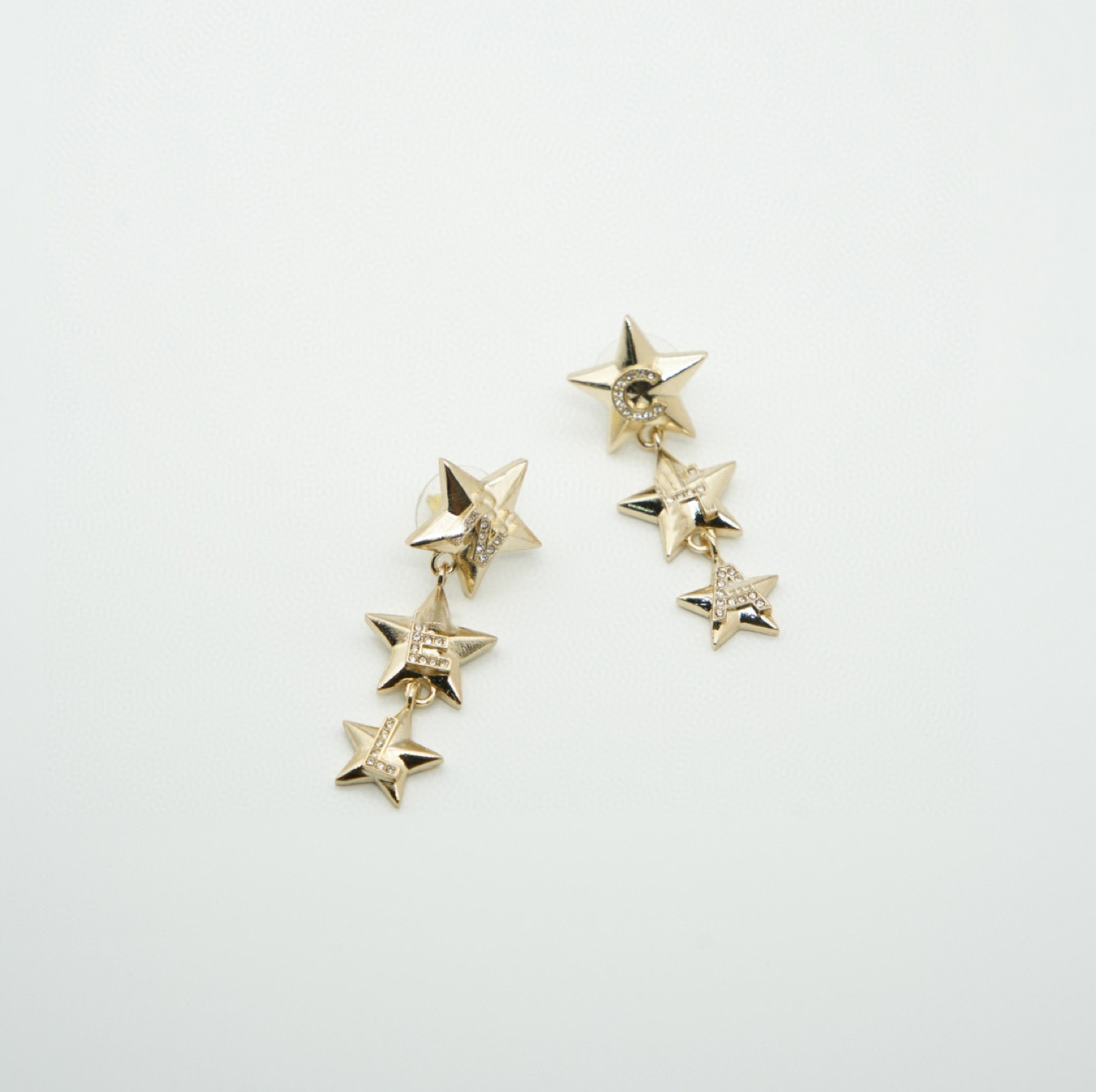 2025 Luxury quality charm drop earring with star shape design in 18k gold plated and diamond have stamp box PS4606