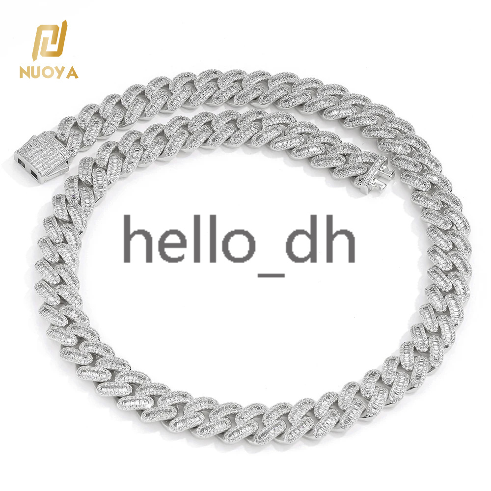 Hip Hop Jewelry Silver Plated Miami Cuban Link Chain 15MM Full Iced Out moissanite Diamonds Spring Clasp Cuban Chain for Men