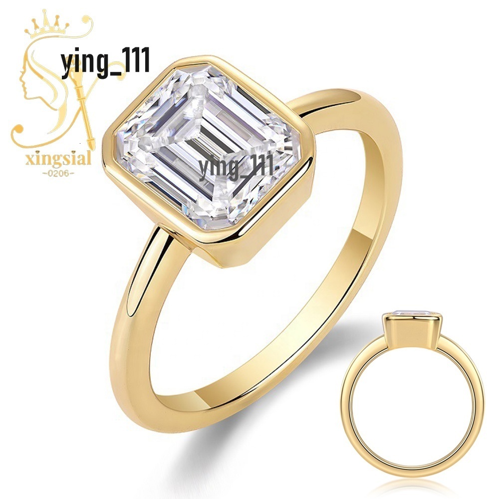 Anniversary Valentines Day Jewelry Gift 3ct Emerald Cut Solitaire Diamond Engagement 14K Gold Moissanite Wedding Ring