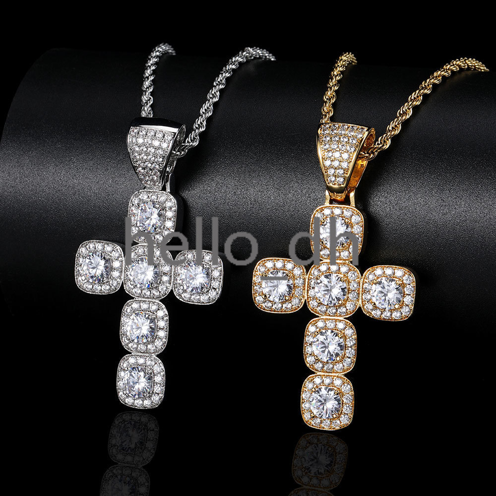 Hip Hop Iced Out Pendant Large Size moissanite moissanite Jewelry Cross Pendant Necklace