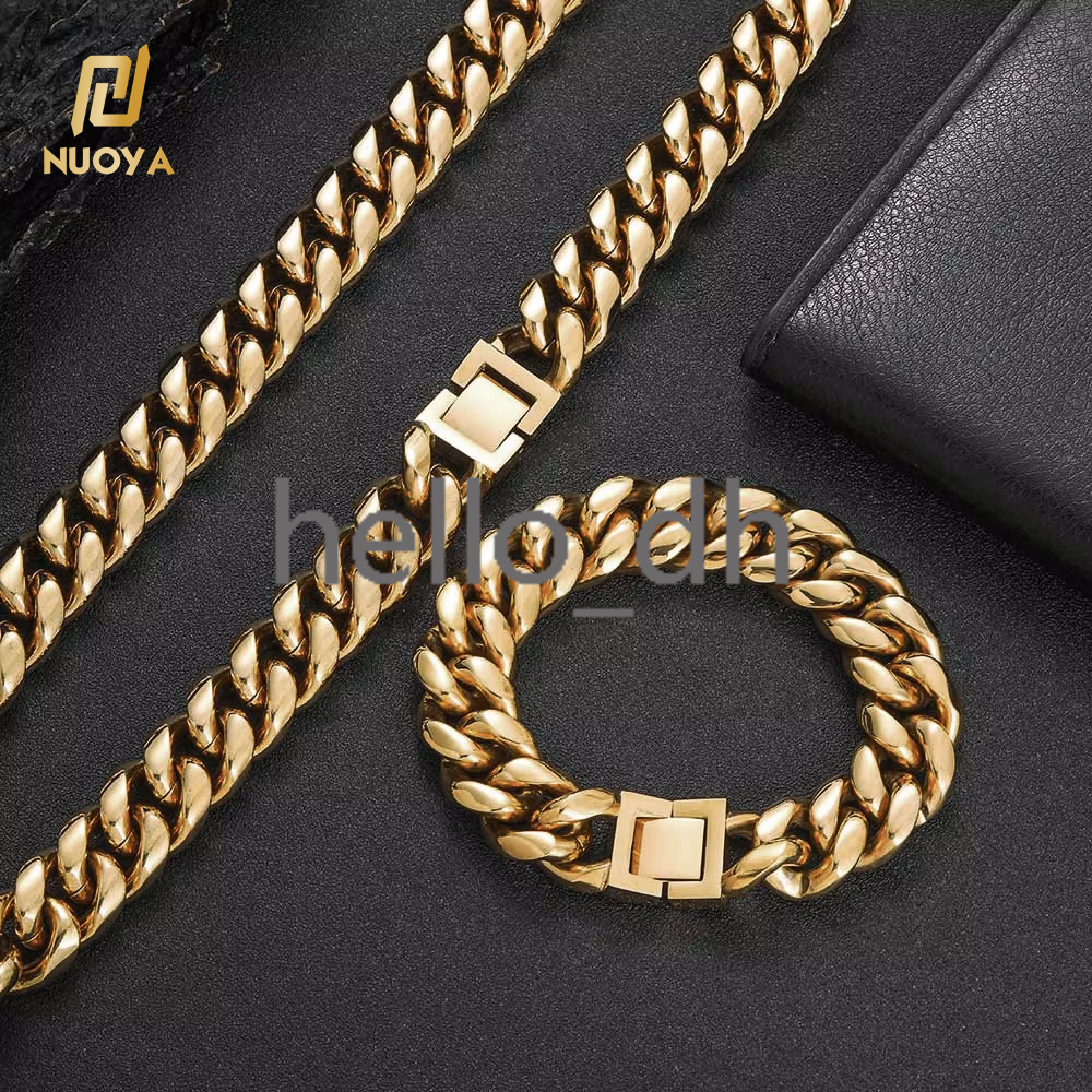 12mm Mens 18k Gold Plated 925 silver 925 silver Cuban Link Necklace Hip Hop Fashion Jewelry Necklaces for Parties